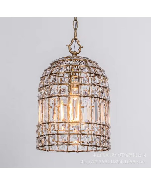 American style foreign trade hot selling birdcage crystal chandelier living room bedroom crystal kitchen single head creative home decoration chandelier