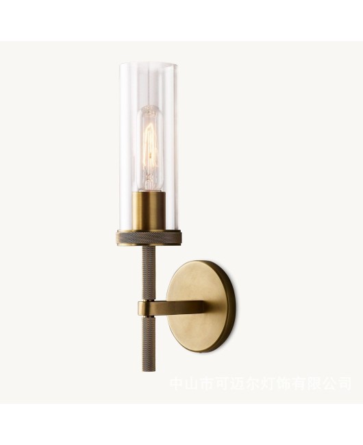 Export RH American style minimalist retro bathroom full copper mirror front wall light corridor decoration background wall light