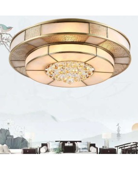 New Chinese style all copper ceiling light, living room light, bedroom dining room circular copper light, new Chinese style lighting fixtures, Chinese style lighting fixtures