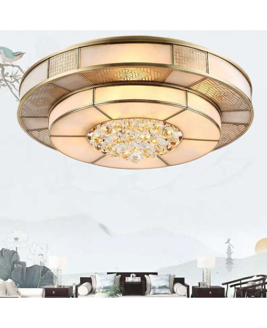 New Chinese style all copper ceiling light, living room light, bedroom dining room circular copper light, new Chinese style lighting fixtures, Chinese style lighting fixtures