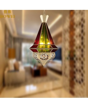 Arabic Mediterranean style all copper flower pendant light, coffee shop aisle, exotic style, pure copper colored glass pendant light