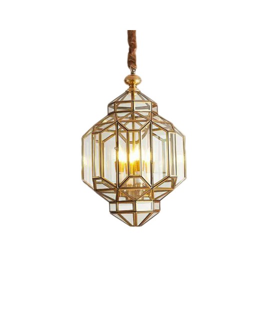 Cross border American style all copper minimalist entrance chandelier, balcony, outdoor waterproof pavilion, foyer, corridor, metal glass lamp