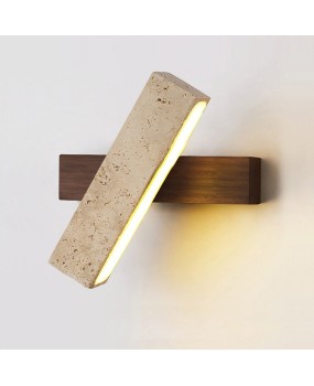 Nordic minimalist modern bedroom bedside wall lamp, rotatable medieval creative solid wood Japanese wabi sabi style wall lamp