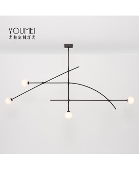 Yumei postmodern minimalist rhythm chandelier, living room, dining room, bedroom, study, exhibition hall, office lines, geometric lighting fixtures