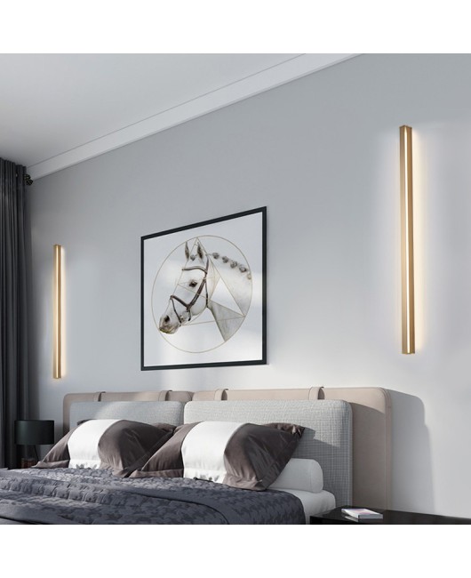 Golden strip wall corner lamp, simple modern living room, bedroom, bedside, staircase, background wall, LED ambient light