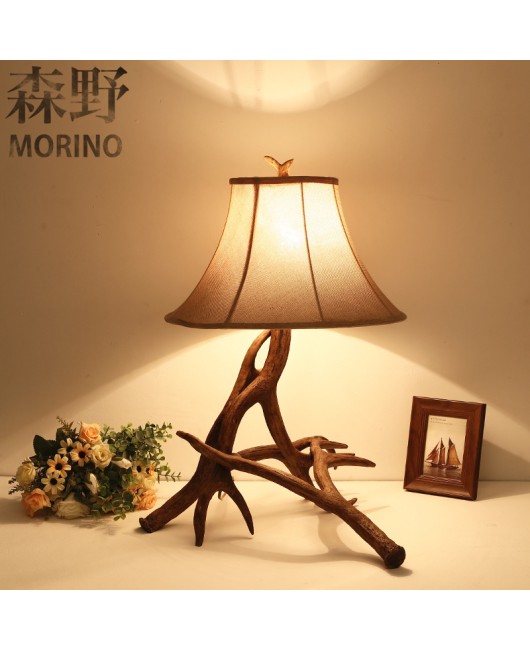 Morino Lighting American Rural Antlers Living Room Dining Room Coffee Shop Villa Balcony Corridor Retro Antlers Desk Lamp