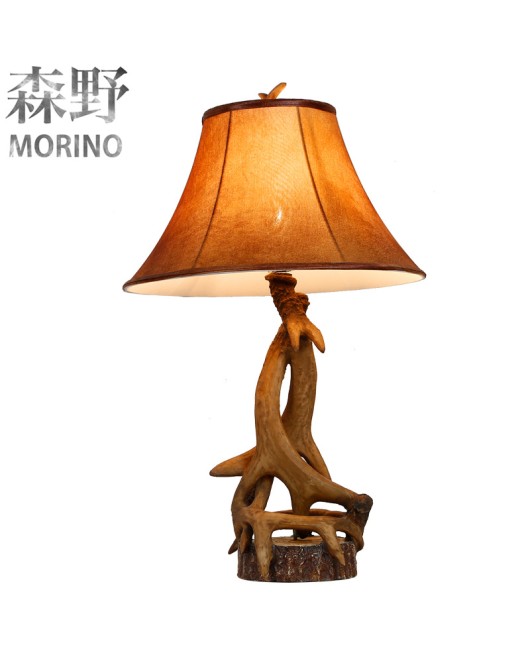 Morino Lighting American Country Desk Lamp Living Room Bedroom Bedhead Villa Homestay Creative Antlers Desk Lamp