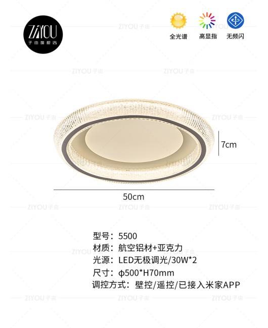 Ziyou Italian style light luxury bedroom ceiling light 2025 new creative high-end eye protection full spectrum master bedroom lighting fixture