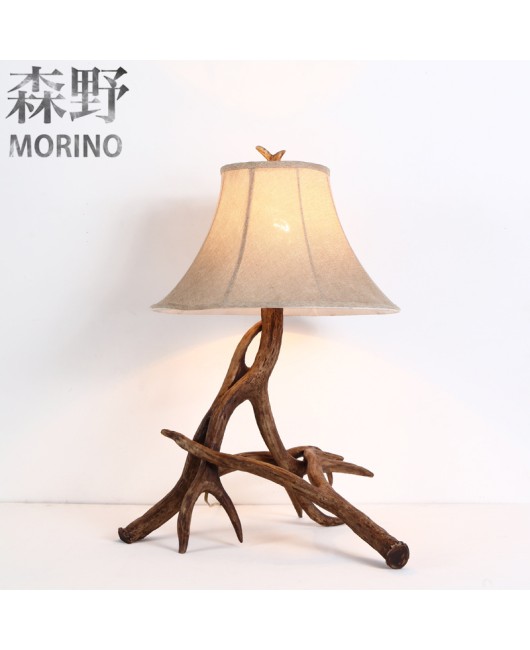 Morino Lighting American Rural Antlers Living Room Dining Room Coffee Shop Villa Balcony Corridor Retro Antlers Desk Lamp