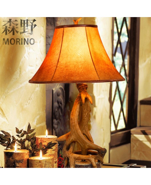 Morino Lighting American Country Desk Lamp Living Room Bedroom Bedhead Villa Homestay Creative Antlers Desk Lamp