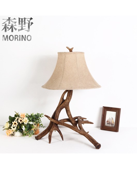 Morino Lighting American Rural Antlers Living Room Dining Room Coffee Shop Villa Balcony Corridor Retro Antlers Desk Lamp