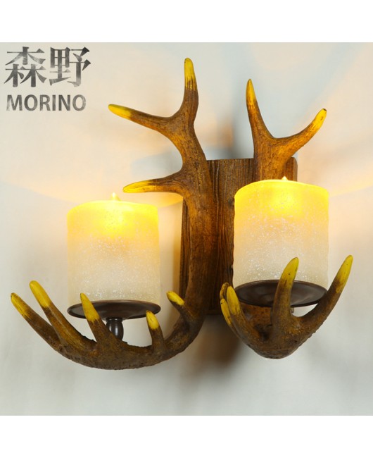 Morino Lighting American Wall Lamp Rural Boutique Antlers Living Room Dining Room Bedroom Coffee Shop Creative Antlers Wall Lamp