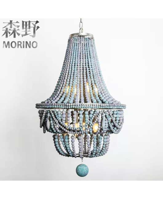 Morino Lighting American Country Wooden Lamp Living Room Bedroom Villa Homestay Balcony Creative French Wooden Pendant Light