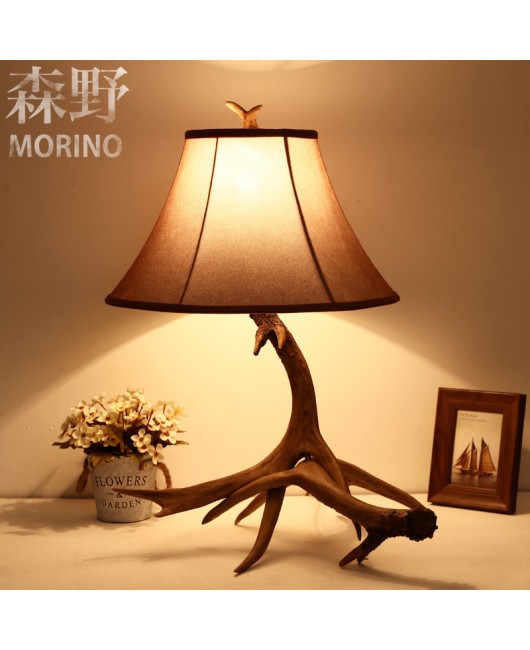 Morino Lighting American Rural Antlers Living Room Dining Room Coffee Shop Villa Balcony Corridor Retro Antlers Desk Lamp