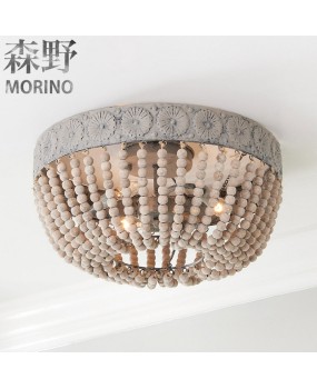 Morino Lighting American Country Wooden Lamp Living Room Bedroom Villa Homestay Balcony Creative French Wooden Pendant Light