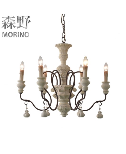 Morino Lighting French Country Wooden Lamp Living Room Bedroom Villa Homestay Balcony Creative Retro Solid Wood Pendant