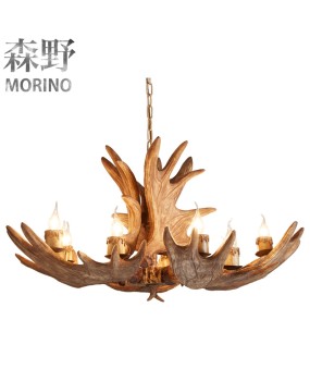 Morino Lighting American style pendant lamp, rural deer horn lamp, living room, restaurant, villa, homestay, retro creative deer horn pendant lamp