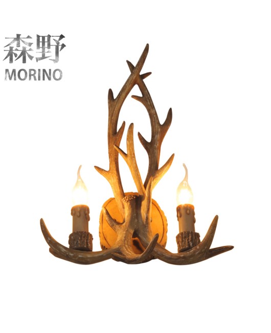 Morino Lighting American Wall Lamp Rural Retro Antlers Living Room Dining Room Bedroom Homestay Villa Antlers Wall Lamp