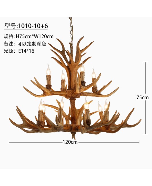 Morino Lighting American Country Antlers Living Room Dining Room Bedroom Villa Homestay Coffee Shop Clubhouse Antlers Pendant Light