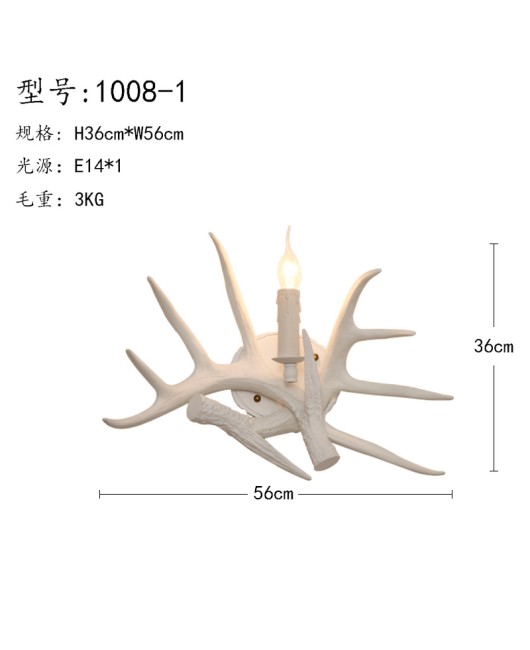 Morino Lighting American Wall Lamp Rural Boutique Antlers Living Room Dining Room Bedroom Coffee Shop Creative Antlers Wall Lamp