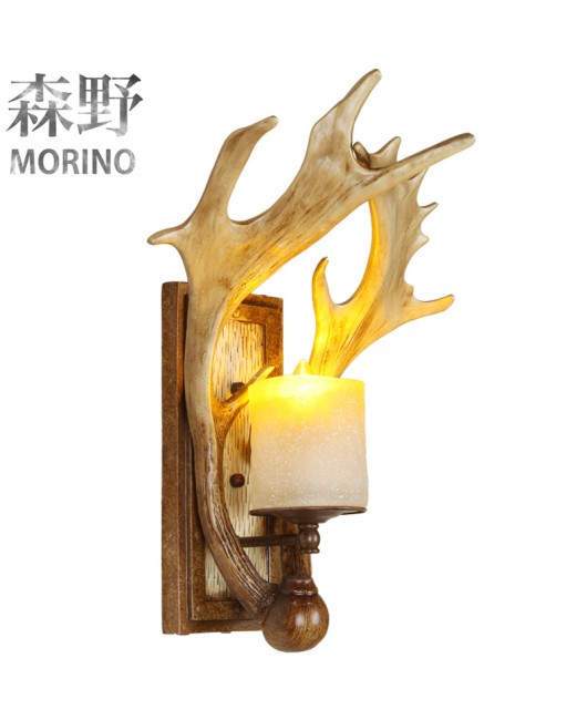 American style rural deer horn wall lamp, deer horn lamp, living room bedroom, internet cafe, clothing store, coffee shop, coffee shop, wall lamp, creative idea