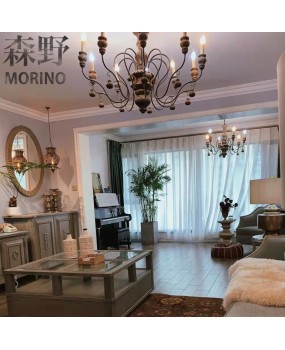 Morino Lighting French Country Wooden Lamp Living Room Bedroom Villa Homestay Balcony Creative Retro Solid Wood Pendant