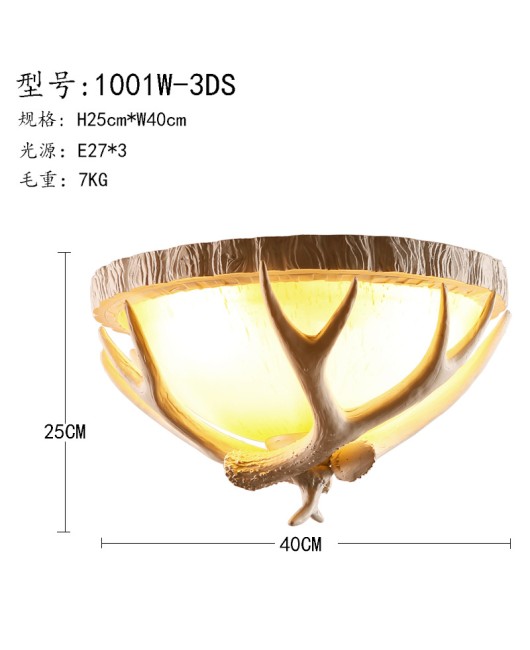 American countryside retro living room, dining room, bedroom, hallway, balcony, internet cafe, coffee shop, villa, deer horn ceiling light