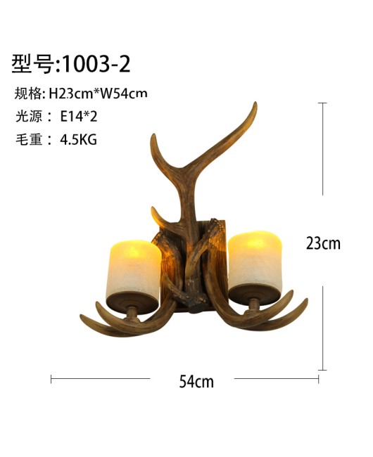 Morino Lighting American Wall Lamp Rural Boutique Antlers Living Room Dining Room Bedroom Coffee Shop Creative Antlers Wall Lamp