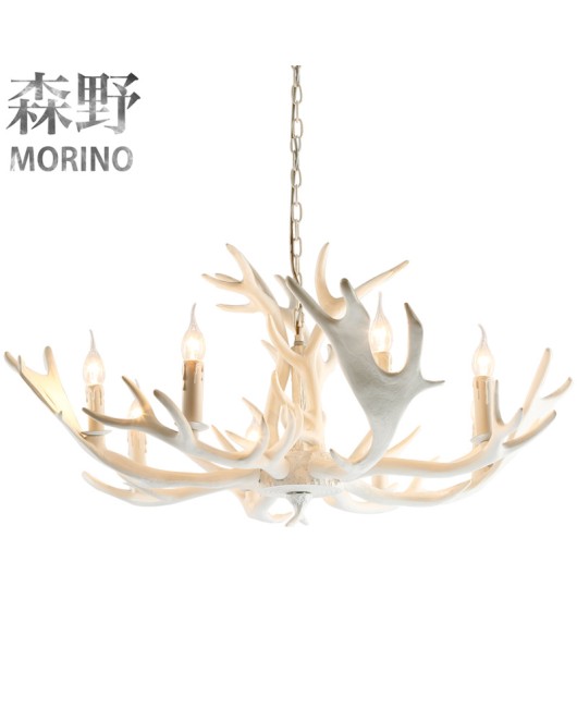 Morino Lighting Original American Country Living Room Bedroom Coffee Shop Villa Homestay Retro Deer Antler Pendant Deer Antler Lamp