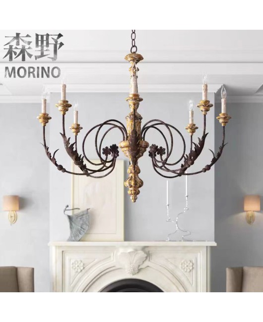 Morino Lighting American Country Wooden Lamp Living Room Dining Room Bedroom Villa Homestay Coffee Shop Clubhouse Wooden Pendant Light