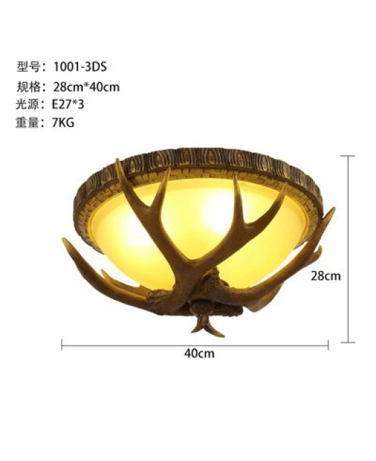 American countryside retro living room, dining room, bedroom, hallway, balcony, internet cafe, coffee shop, villa, deer horn ceiling light