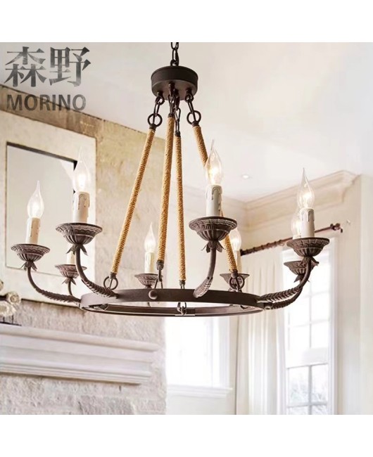 Morino Lighting American Country Wooden Lamp Living Room Bedroom Villa Homestay Balcony Creative French Wooden Pendant Light