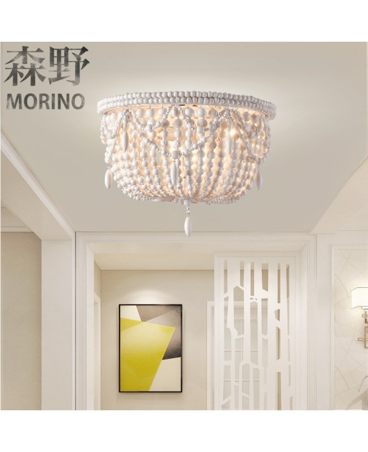 Morino Lighting American Country Wooden Lamp Living Room Bedroom Villa Homestay Balcony Creative French Wooden Pendant Light