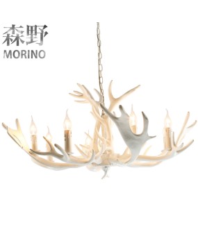 Morino Lighting Original American Country Living Room Bedroom Coffee Shop Villa Homestay Retro Deer Antler Pendant Deer Antler Lamp