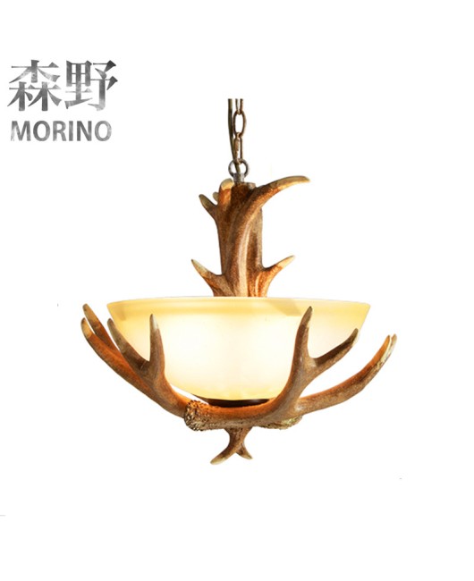 Morino Lighting American Rural Antlers Living Room Dining Room Coffee Shop Villa Balcony Corridor Retro Antlers Pendant Light