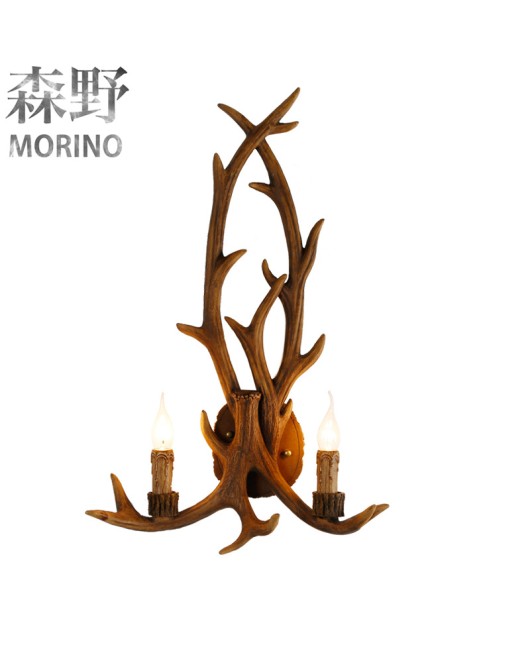 Morino Lighting American Wall Lamp Rural Retro Antlers Living Room Dining Room Bedroom Homestay Villa Antlers Wall Lamp