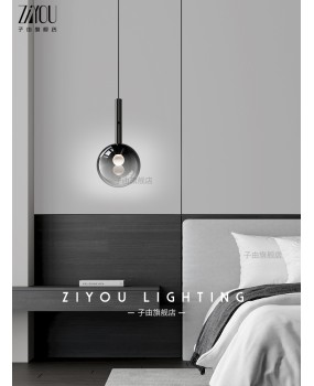 Ziyou Italian minimalist bedside pendant lamp, modern light luxury creative glass adjustable hand swept foyer atmosphere hanging line lamp