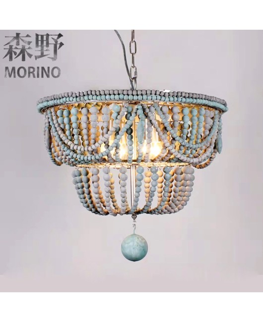 Morino Lighting American Country Wooden Lamp Living Room Bedroom Villa Homestay Balcony Creative French Wooden Pendant Light