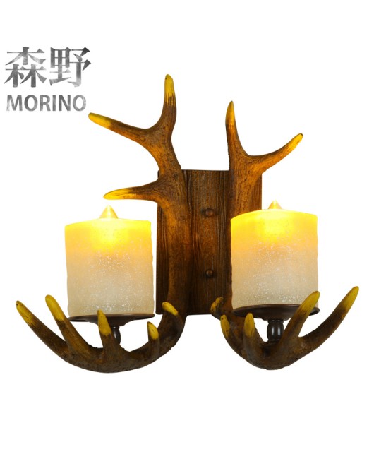 Morino Lighting American Wall Lamp Rural Boutique Antlers Living Room Dining Room Bedroom Coffee Shop Creative Antlers Wall Lamp