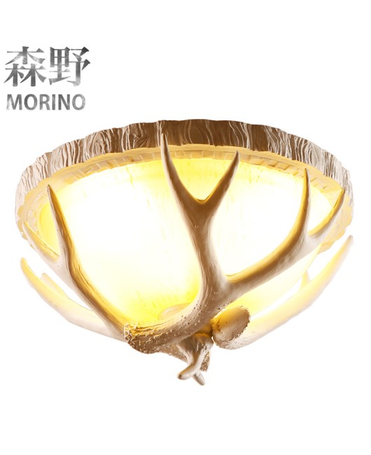 American countryside retro living room, dining room, bedroom, hallway, balcony, internet cafe, coffee shop, villa, deer horn ceiling light