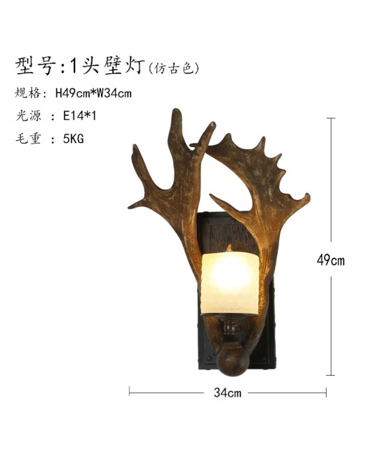 American style rural deer horn wall lamp, deer horn lamp, living room bedroom, internet cafe, clothing store, coffee shop, coffee shop, wall lamp, creative idea