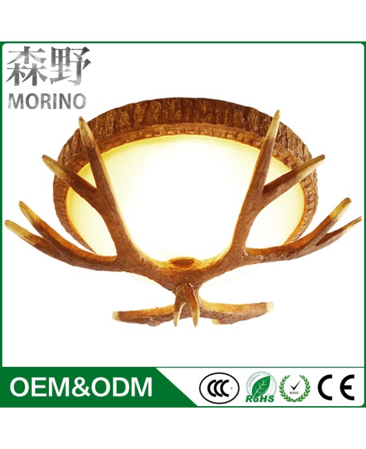 American countryside retro living room, dining room, bedroom, hallway, balcony, internet cafe, coffee shop, villa, deer horn ceiling light