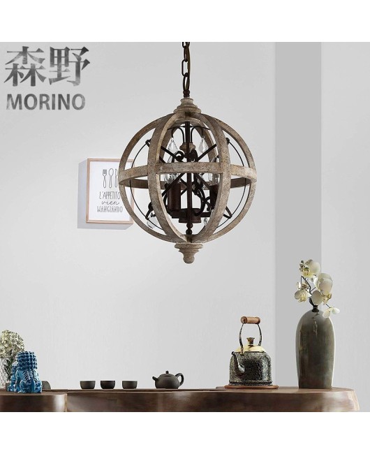 Morino Lighting American Country Wooden Lamp Living Room Bedroom Villa Homestay Balcony Creative French Wooden Pendant Light