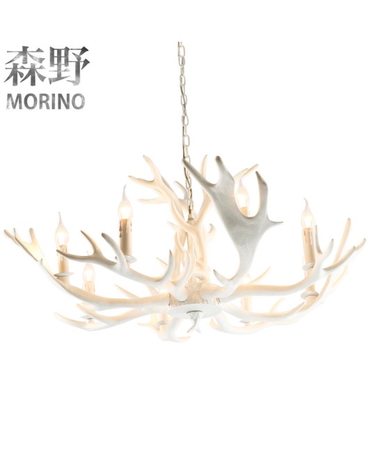 Morino Lighting Original American Country Living Room Bedroom Coffee Shop Villa Homestay Retro Deer Antler Pendant Deer Antler Lamp