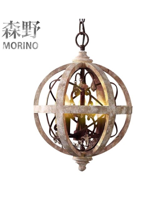 Morino Lighting American Country Wooden Lamp Living Room Bedroom Villa Homestay Balcony Creative French Wooden Pendant Light