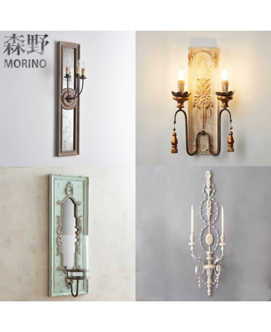 Morino Lighting American Country Wooden Wall Lamp Living Room Bedroom Villa Homestay Balcony Creative French Wooden Wall