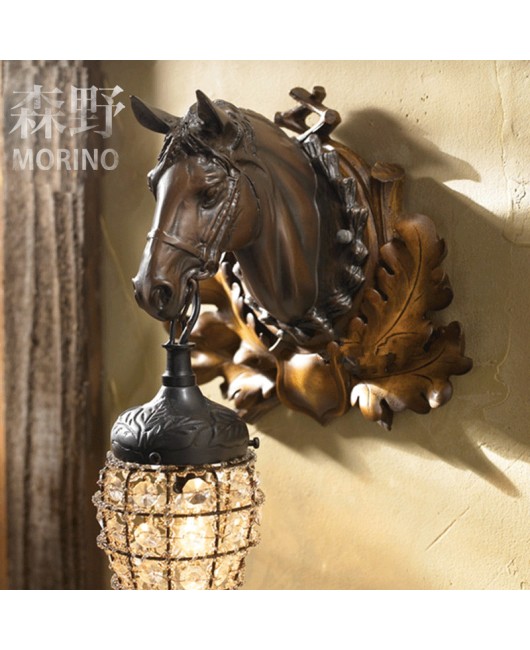 Morino Lighting American Rural Antlers Living Room Dining Room Bedroom Balcony Coffee Shop Villa Homestay Deer Head Wall Light