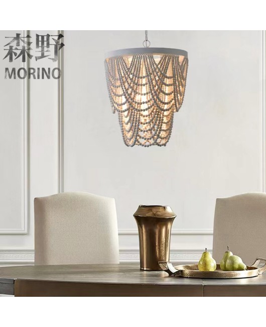 Morino Lighting American Country Wooden Lamp Living Room Dining Room Bedroom Villa Homestay Coffee Shop Clubhouse Wooden Pendant Light