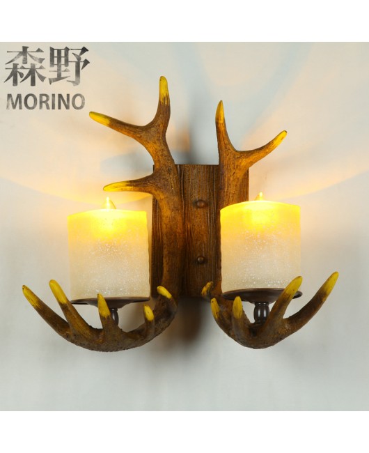 Morino Lighting American Wall Lamp Rural Boutique Antlers Living Room Dining Room Bedroom Coffee Shop Creative Antlers Wall Lamp