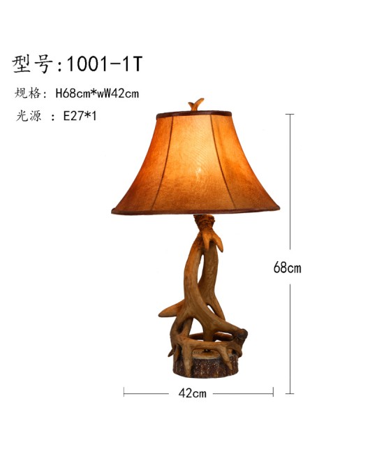 Morino Lighting American Country Desk Lamp Living Room Bedroom Bedhead Villa Homestay Creative Antlers Desk Lamp